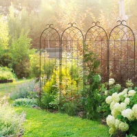 Outsunny 2 Pcs Garden Trellis for Climbing Plants, Outdoor Metal Trellis Plant Support Trellises for Patio, Lawn, Backyard(m-8)