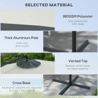 Outsunny 10 FT Cantilever Umbrella, Round Hanging Offset Umbrella with Crank, Tilt and Cross Base for Garden, Backyard, Grey(m-4)