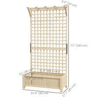 Outsunny Wood Planter with Trellis for Vine Climbing, Raised Garden Bed, Privacy Screen for Backyard, Patio, Deck, Natural Wood(m-3)