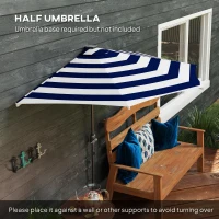 Outsunny Half Umbrella Outdoor Patio Umbrella, UPF 30+ Small Balcony Umbrella, Vented Half Patio Umbrella with Crank 8 Ribs, Porch Umbrella for Garden Deck Poolside, Navy Blue(m-8)