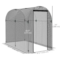 Outsunny Galvanized Steel Crop Cage, Plant Protection Tent with Zippered Door, 4' x 8', Black(m-3)