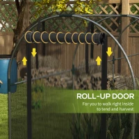 Outsunny Galvanized Steel Crop Cage, Plant Protection Tent with Zippered Door, 4' x 12', Black(m-6)