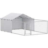 PawHut Galvanized Steel Dog Kennel Outdoor with Waterproof & UV-Resistant Cover for Large Dogs, 13.1' x 7.5' x 4.9'(m-11)