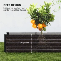 Outsunny 8 x 1.3 x 1.5ft Galvanized Raised Garden Bed, Reinforced Outdoor Planter Box with Open Bottom, Dark Grey(m-4)