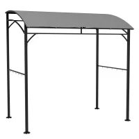 Outsunny 7' x 5' Garden Grill Canopy, BBQ Grill Gazebo Tent with Steel Frame and Hooks, Outdoor Sun Shade, Grey(m-11)