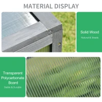 Outsunny 39" x 26" x 16" Wooden Cold Frame with Openable and Tilted Top Cover, Small Polycarbonate Planter Box for Flowers, Vegetables, Plants, Grey(m-6)