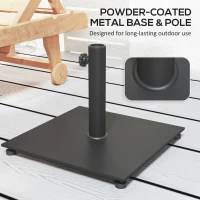 Outsunny Square Patio Umbrella Base, 29 lbs Metal Umbrella Stand Base with Adjustable Foot Pads, Heavy Duty Patio Umbrella Holder for 1.5"/1.9" Umbrella Poles for Outdoor, Lawn, Poolside, Black(m-5)