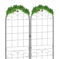 Outsunny 2 Pcs Garden Trellis for Climbing Plants, Outdoor Metal Trellis Plant Support Trellises for Patio, Lawn, Backyard(m-7)