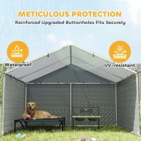 PawHut Galvanized Steel Dog Kennel Outdoor with Waterproof & UV-Resistant Cover for Large Dogs, 19.7' x 7.5' x 4.9'(m-5)
