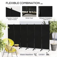 Outsunny 6 Panel Folding Room Divider, UV30+ Privacy Screen, Indoor Outdoor Privacy Panel with Stable Base, Black(m-5)