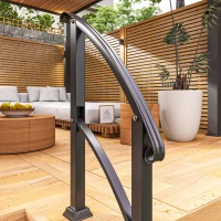 Outsunny 1-3 Step Handrails for Outdoor Steps, Porch Deck Railing, Metal Outdoor Stair Railing with Installation Kit, Black(m-10)