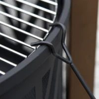 Outsunny 31" Outdoor Fire pit, 2-in-1 Wood Burning Fire Pit Brazier with Lid, BBQ Grill, Poker for Backyard, Camping, Black(m-10)