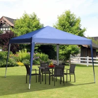 Outsunny 10 x 10ft Folding Pop Up Tent Outdoor Gazebo Canopy with Carrying Bag, Blue(m-1)