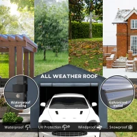 Outsunny 12' x 20' Metal Carport, Heavy Duty Garage Car Shelter with Galvanized Metal Roof and Removable Sidewalls, Dark Grey(m-4)