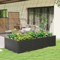 Outsunny 8' x 4' x 2' Raised Garden Bed, Galvanized Planter Box for Growing Flowers, Herbs and Vegetables, Dark Grey