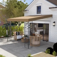 Outsunny 10' x 10' Outdoor Pergola Canopy, Metal Patio Canopy with Drainage Holes for Backyard, Garden, Coffee(m-10)