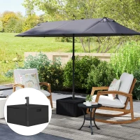 Outsunny 3-in-1 Patio Umbrella Base, Coffee End Table, Flower Box Planter with Wheels Handles, Square Plastic 176lb Stand/110lb Water Fillable Outdoor Garden Umbrella Stand, Black(m-10)