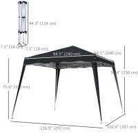 Outsunny 8' x 8' Pop Up Canopy, Outdoor Foldable Tent, Portable Canopy Tent with Carrying Bag for Camping, Party, Picnic, Black(m-3)