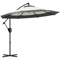 Outsunny 10 FT Cantilever Umbrella, Round Hanging Offset Umbrella with Crank, Tilt and Cross Base for Garden, Backyard, Grey(m-2)