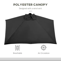Outsunny 8ft Half Round Umbrella Outdoor Balcony Parasol Patio Garden Outdoor Window Sun Shade w/ 5 Ribs(m-6)