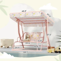Qaba Kids Patio Swing Chair with Adjustable Canopy, Safety Belt for Patio, Garden, Poolside, Balcony, Pink(m-3)