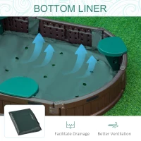 Outsunny Kids Outdoor Sandbox with Cover Garden Bed Sand Pit, Easy Assembly Children's Oval Sandbox for Backyard, Brown, 72" x 41.25" x 8.75"(m-5)