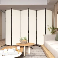 Outsunny 6 Panel Folding Room Divider, UV30+ Privacy Screen, Indoor Outdoor Privacy Panel with Stable Base, Beige(m-10)
