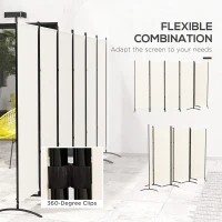 Outsunny 6 Panel Folding Room Divider, UV30+ Privacy Screen, Indoor Outdoor Privacy Panel with Stable Base, Beige(m-6)