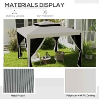Outsunny 10' x 10' Outdoor Canopy Tent Party Tent with Mesh Netting and Double Tier Roof for Backyard, Garden, Patio, Cream White(m-5)