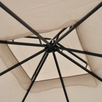 Outsunny 10' x 10' Outdoor Patio Gazebo Canopy Tent with Mesh Sidewalls, 2-Tier Canopy for Backyard, Beige(m-9)