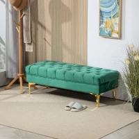 HOMCOM End of Bed Bench, Upholstered Bench, Entryway Shoe Bench with Button Tufted for Living Room, Bedroom, Dark Green(m-8)