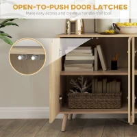 HOMCOM Buffet Cabinet with Storage Modern Fluted Sideboard with Adjustable Shelves Wood Legs for Dining Room Living Room Oak(m-6)