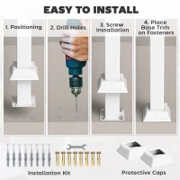 Outsunny 1-3 Step Metal Handrails for Outdoor Steps, Porch Deck Stair Railing with Installation Kit for Concrete Steps, White(m-6)