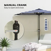 Outsunny Half Umbrella Outdoor Patio Umbrella, UPF 30+ Small Balcony Umbrella, Vented Half Patio Umbrella with Crank 8 Ribs, Porch Umbrella for Garden Deck Poolside, Navy Blue(m-7)
