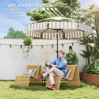 Outsunny 8.6FT Patio Umbrella, UPF 30+ Outdoor Market Umbrella, 2-Tier Vented Patio Table Umbrella with Crank 8 Ribs, Tiltable Porch Umbrella for Garden Deck Poolside, Light Gray(m-5)