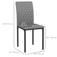 HOMCOM Set of 4 Modern Dining Chairs, Tufted High Back Side Chairs with Upholstered Seat, Steel Legs for Living Room, Kitchen(m-3)