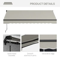 Outsunny 10' x 8' Retractable Awning, 280gsm UV Resistant Sunshade Shelter, for Deck, Balcony, Yard, Light Grey(m-9)