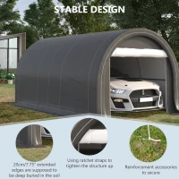 Outsunny 10' x 16' Heavy Duty Portable Carport Tent with Zippered Door, PE Cover for Car, Boat, Motorcycle, Bike, Grey(m-5)