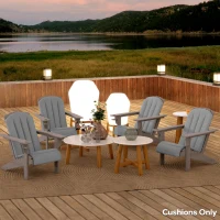 Outsunny Set of 4 Outdoor Chair Cushions, High Back Adirondack Chair Cushion with Ties, High-Density Foam, Gray(m-8)