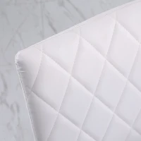 HOMCOM Modern Dining Chairs Set of 4, Upholstered Faux Leather Kitchen Chairs with Rhombic Tufting and Metal Legs for Living Room, White(m-9)