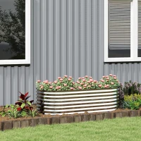 Outsunny 5 x 2.5 x 2ft Galvanized Raised Garden Bed, Easy DIY Oval Planter Box with Safety Edging and Gloves, Silver(m-8)