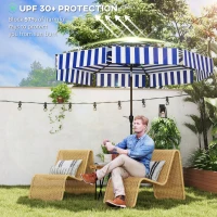 Outsunny 8.6FT Patio Umbrella, UPF 30+ Outdoor Market Umbrella, 2-Tier Vented Patio Table Umbrella with Crank 8 Ribs, Tiltable Porch Umbrella for Garden Deck Poolside, Navy Blue(m-5)
