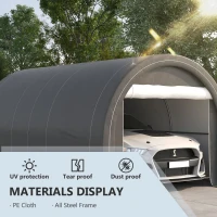 Outsunny 10' x 16' Heavy Duty Portable Carport Tent with Zippered Door, PE Cover for Car, Boat, Motorcycle, Bike, Grey(m-4)