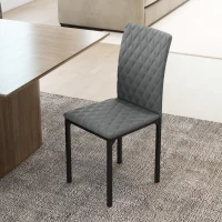 HOMCOM Set of 4 Modern Dining Chairs, Tufted High Back Side Chairs with Upholstered Seat, Steel Legs for Living Room, Kitchen(m-7)