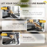 PawHut Pet Ramp Bed Steps for Dogs Cats Non-slip Carpet Top Platform Pine Wood 59"L x 16"W x 20"H Black(m-7)