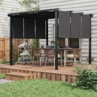Outsunny 10' x 10' Metal Pergola, Outdoor Pergola with Retractable Canopy, for Garden, Patio, Backyard, Deck, Charcoal Grey(m-8)