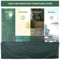 Outsunny Large Patio Garden Furniture Set Cover 600D Oxford Square Waterproof, 90.6" L x 90.6" W x 27.6" H, Green(m-6)