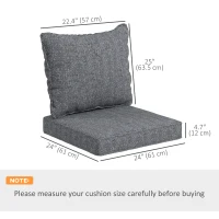 Outsunny 4-Piece Seat Cushion Pillows Replacement, Patio Chair Cushions Set with Back for Indoor Outdoor, Grey(m-3)