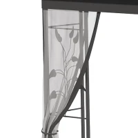 Outsunny 10' x 10' Metal Patio Gazebo, Double Roof Outdoor Gazebo Canopy Shelter with Tree Motifs Corner Frame and Netting, for Garden, Lawn, Backyard, and Deck, Gray(m-9)