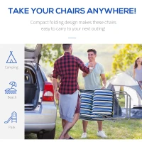 Outsunny Set of 2 Garden Sun Lounger, Outdoor Reclining Seat Cushioned Seat, Foldable Adjustable Recliner, Grey and Blue(m-5)
